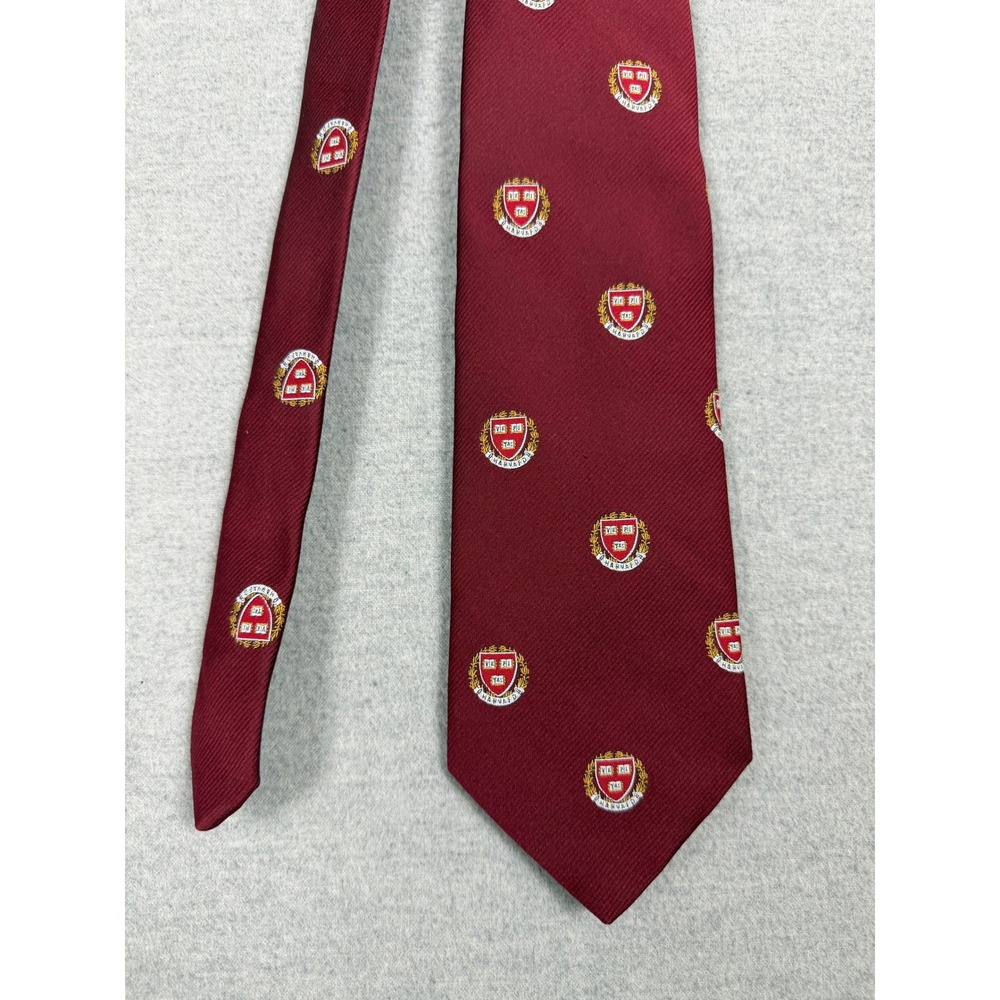 Rivetz of Boston Harvard University Crest Tie Burgundy Red Collegiate Ivy League